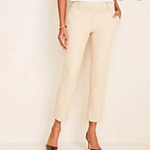Ann Taylor Cotton Crop Pants Curvy Coastal Beige Office Preppy Summer Vacation